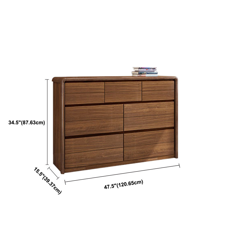 Wooden Brown Storage Chest Modern Style Storage Chest Dresser with Drawers