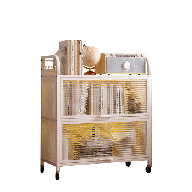 Modern Style Bookshelf Metal Closed Back Bookcase with Door for Office