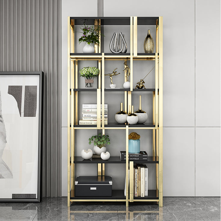 Contemporary Style Bookshelf Metal Open Back Bookcase for Home Office