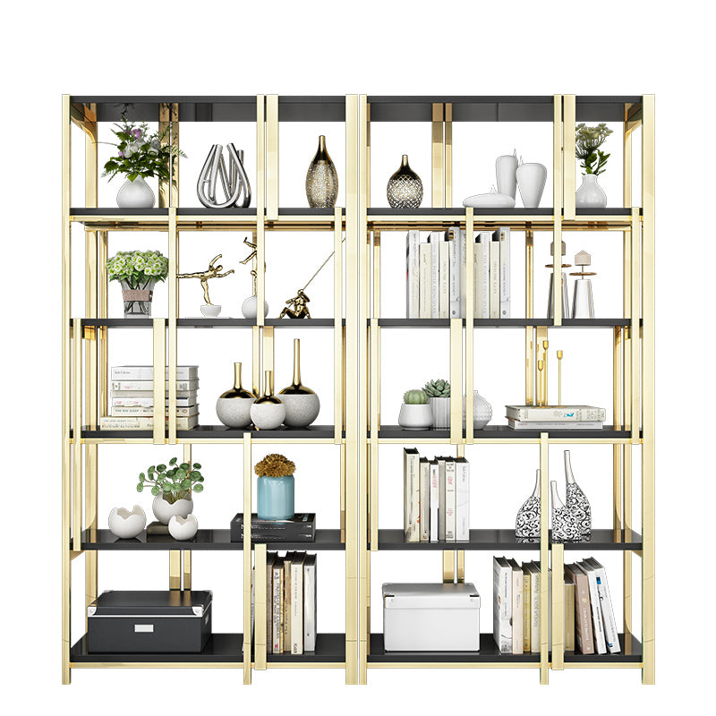 Contemporary Style Bookshelf Metal Open Back Bookcase for Home Office