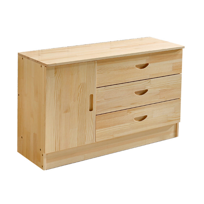 Scandinavian Style TV Stand Pine Wood Open Enclosed Storage TV Console