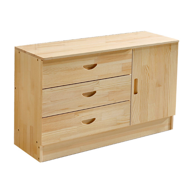 Scandinavian Style TV Stand Pine Wood Open Enclosed Storage TV Console