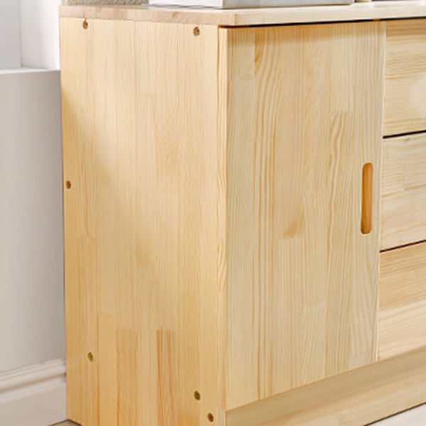Scandinavian Style TV Stand Pine Wood Open Enclosed Storage TV Console