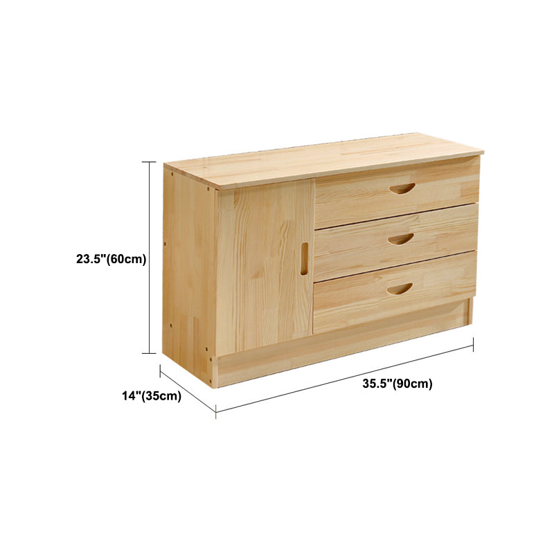 Scandinavian Style TV Stand Pine Wood Open Enclosed Storage TV Console