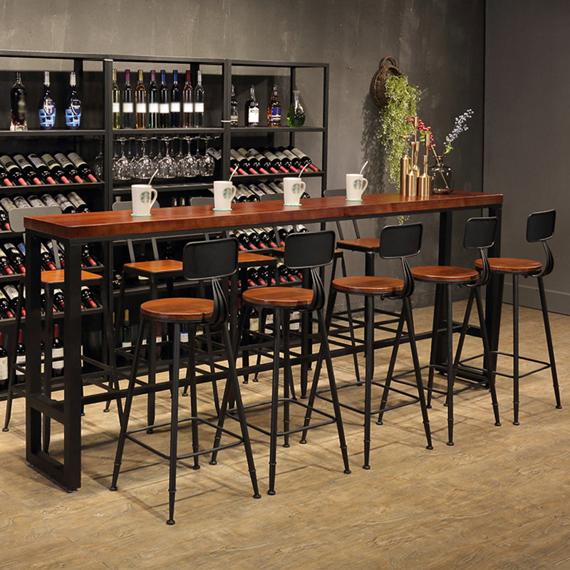 Rectangle Wood Bar Dining Table Modern Bar Table with Trestle Base