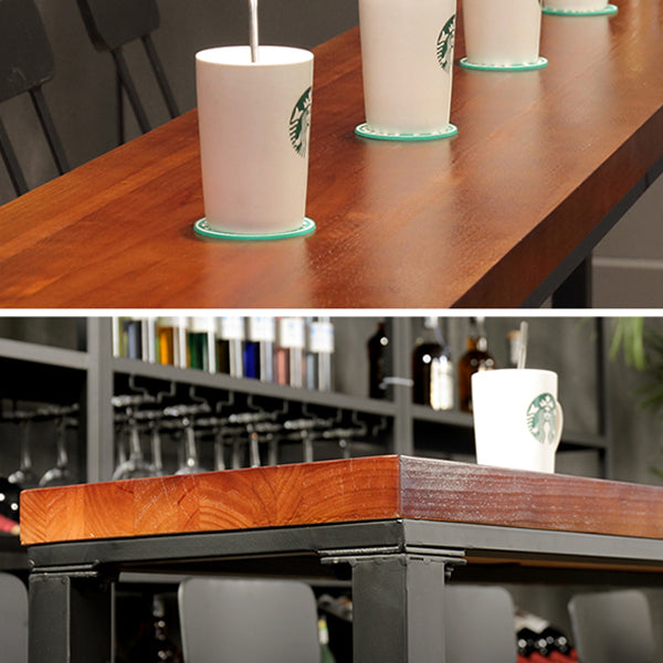 Rectangle Wood Bar Dining Table Modern Bar Table with Trestle Base