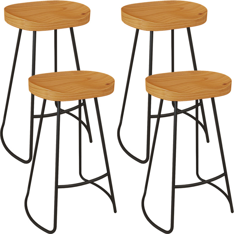 Industrial Style Bar-stool Wooden Counter Bar Stool with Metal Legs for Restaurant