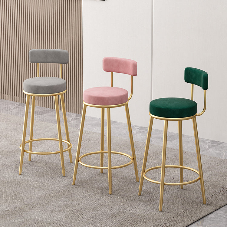 Nordic Backrest Armless Counter Stool Iron Cafe Bar Stool with Cushion and Pedal