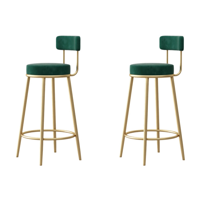 Nordic Backrest Armless Counter Stool Iron Cafe Bar Stool with Cushion and Pedal