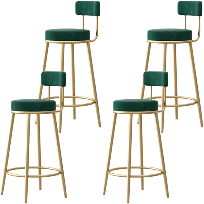 Nordic Backrest Armless Counter Stool Iron Cafe Bar Stool with Cushion and Pedal