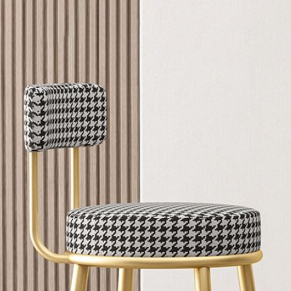 Nordic Backrest Armless Counter Stool Iron Cafe Bar Stool with Cushion and Pedal