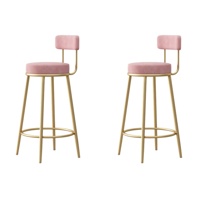 Nordic Backrest Armless Counter Stool Iron Cafe Bar Stool with Cushion and Pedal