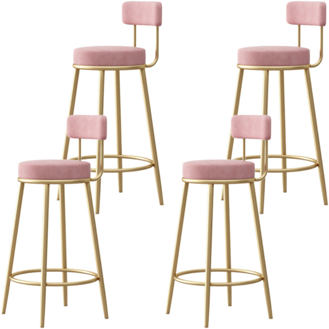 Nordic Backrest Armless Counter Stool Iron Cafe Bar Stool with Cushion and Pedal