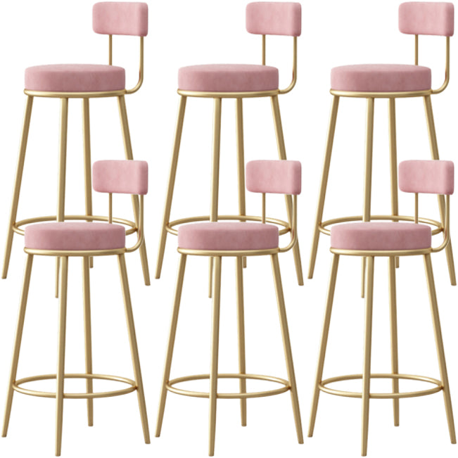 Nordic Backrest Armless Counter Stool Iron Cafe Bar Stool with Cushion and Pedal