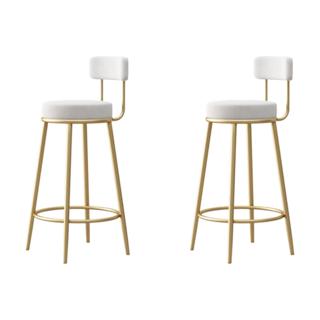 Nordic Backrest Armless Counter Stool Iron Cafe Bar Stool with Cushion and Pedal