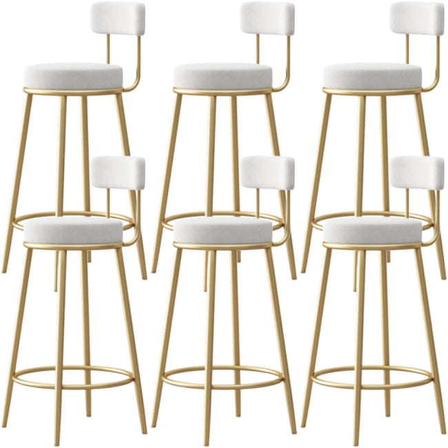 Nordic Backrest Armless Counter Stool Iron Cafe Bar Stool with Cushion and Pedal