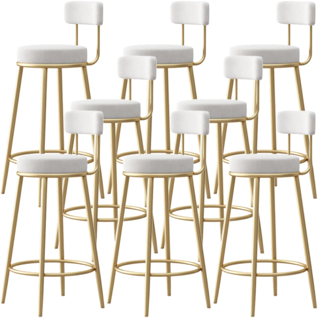 Nordic Backrest Armless Counter Stool Iron Cafe Bar Stool with Cushion and Pedal