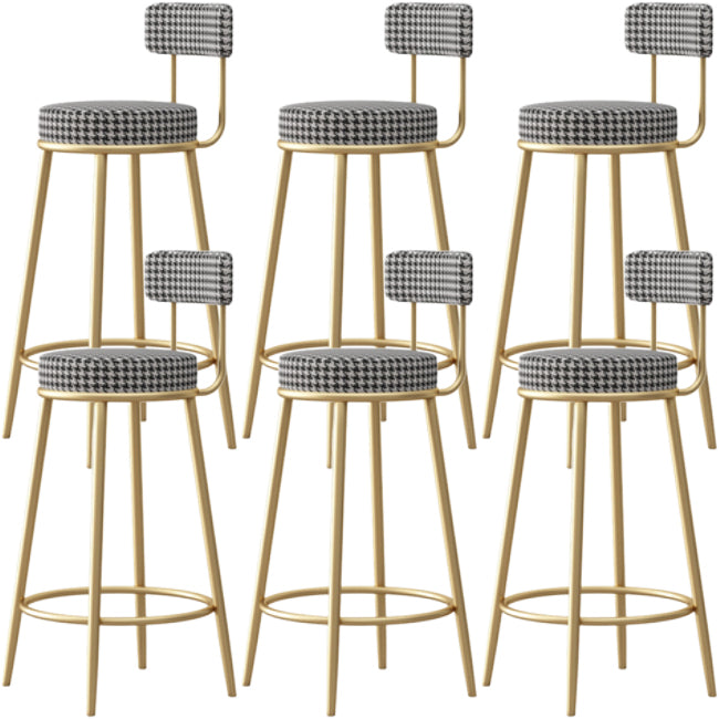 Nordic Backrest Armless Counter Stool Iron Cafe Bar Stool with Cushion and Pedal