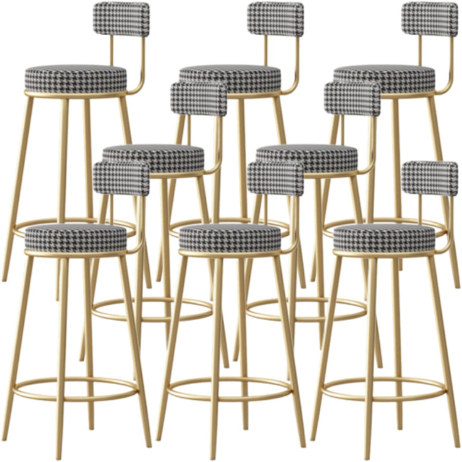 Nordic Backrest Armless Counter Stool Iron Cafe Bar Stool with Cushion and Pedal