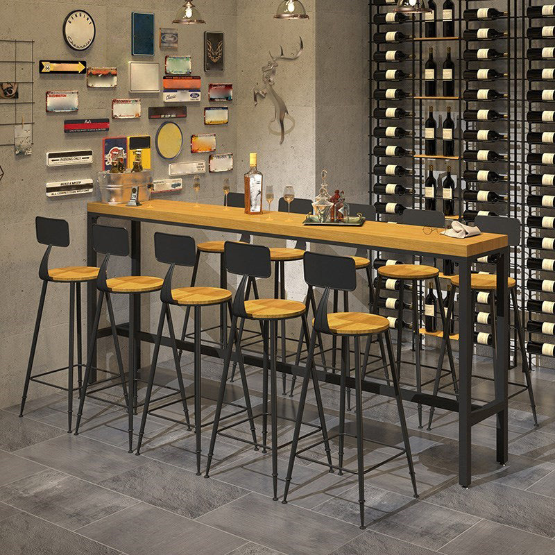 Modern 1/6/11 Pieces Bar Table Set Rectangle Pine Wood Counter Table with High Stools