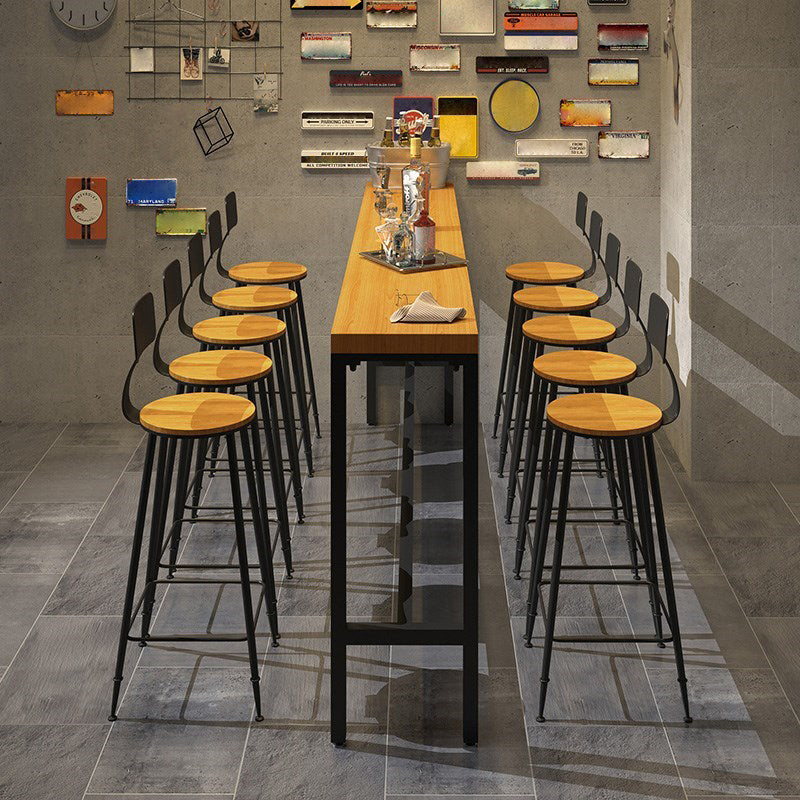 Modern 1/6/11 Pieces Bar Table Set Rectangle Pine Wood Counter Table with High Stools