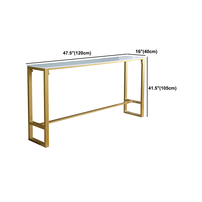 1/4/7 Pieces Glam Iron Bar Table Set Rectangle White Faux Marble Bistro Set with Footrest