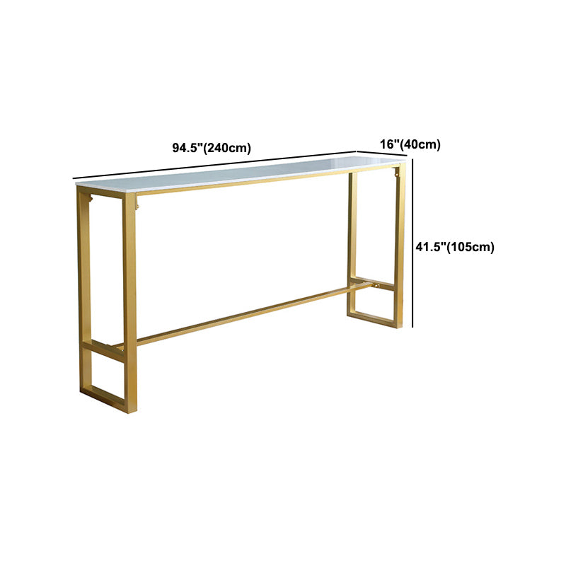 1/4/7 Pieces Glam Iron Bar Table Set Rectangle White Faux Marble Bistro Set with Footrest