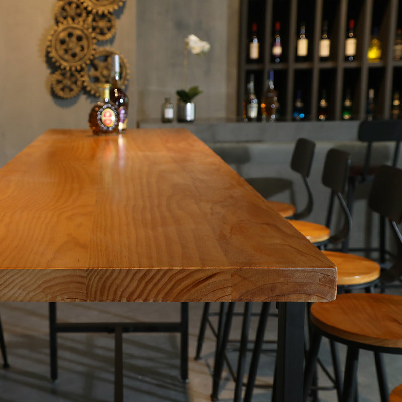 Industrial Rectangle Solid Wood Bar Table Set 1/11 Pieces Counter Table with High Stools