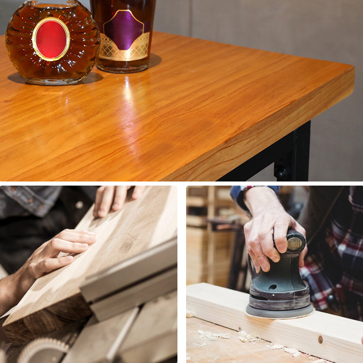 Industrial Rectangle Solid Wood Bar Table Set 1/11 Pieces Counter Table with High Stools