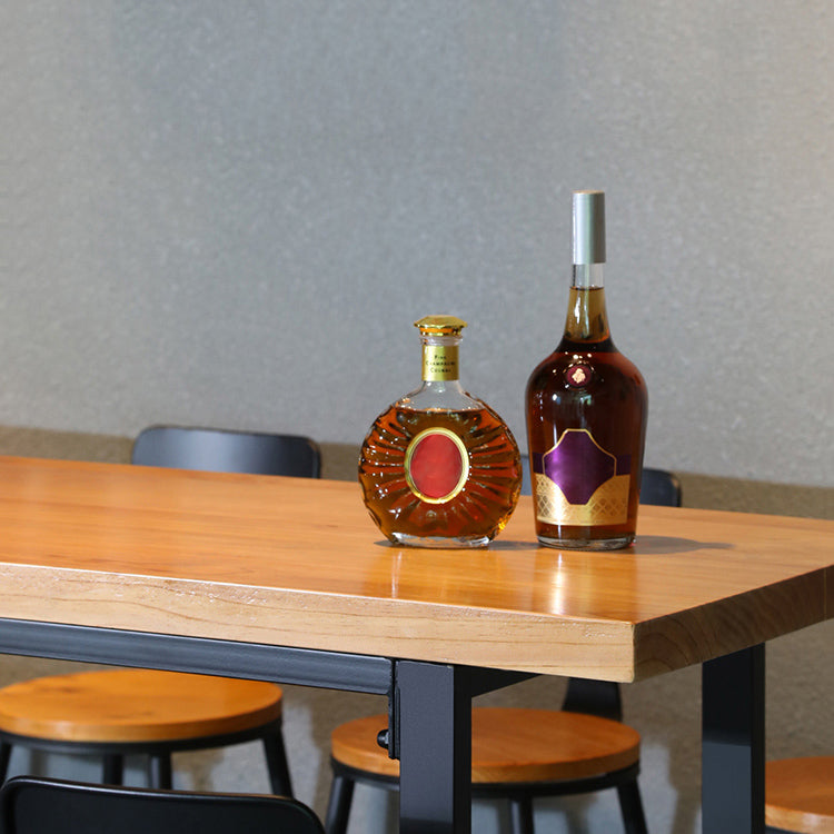 Industrial Rectangle Solid Wood Bar Table Set 1/11 Pieces Counter Table with High Stools