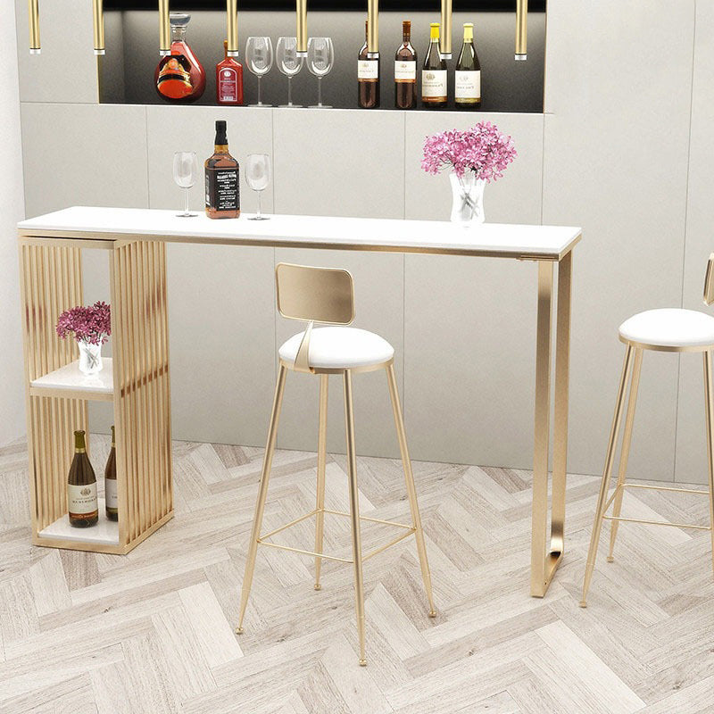 1/2/3 Piece Marble Bar Table Set Matte Finish Upholstered Bar Stool and Table Set