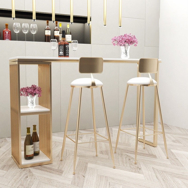 1/2/3 Piece Marble Bar Table Set Matte Finish Upholstered Bar Stool and Table Set