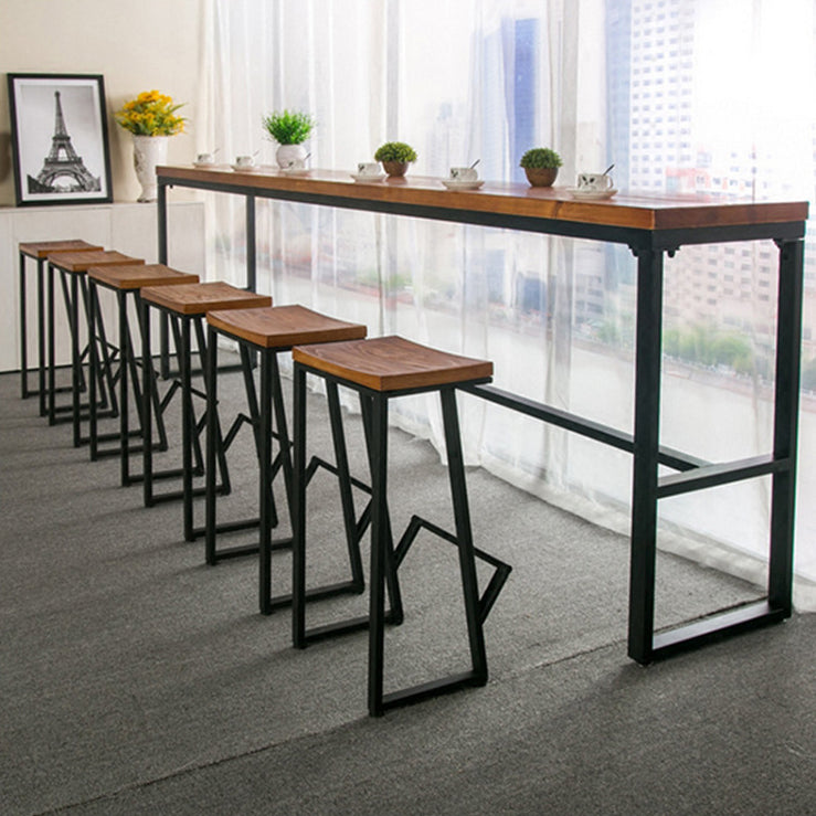 Modern 1/7 Pieces Bar Table Set Rectangle Pine Wood Counter Table with Backless Stools