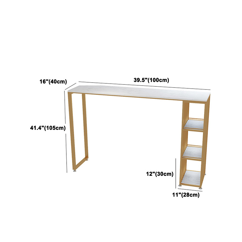 Glam Rectangle Bar Set Storage 1/2/3 Pieces Stone Counter Height Set in Gold