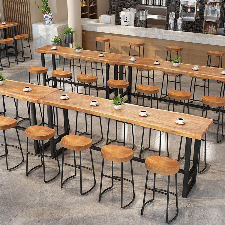 Modern 1/9 Pieces Bar Table Set Rectangle Pine Wood Counter Table with High Stools