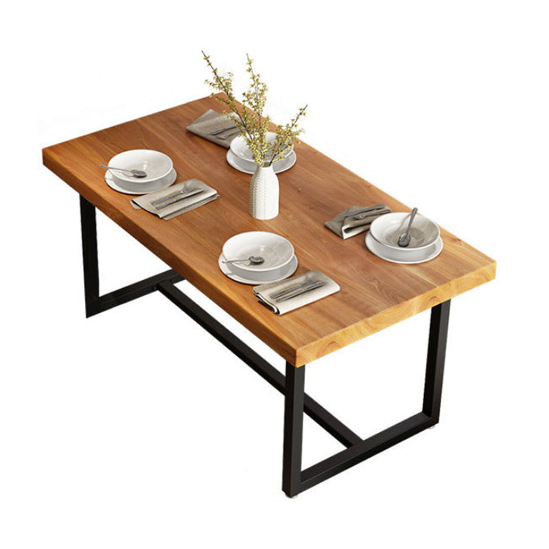 Industrial Rectangle Dining Table Set 1/2/5/6/7 Pieces Natural Solid Wood Dinette Set
