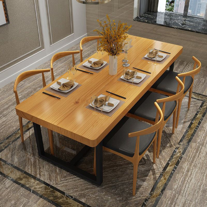 Industrial Rectangle Dining Table Set 1/2/5/6/7 Pieces Natural Solid Wood Dinette Set