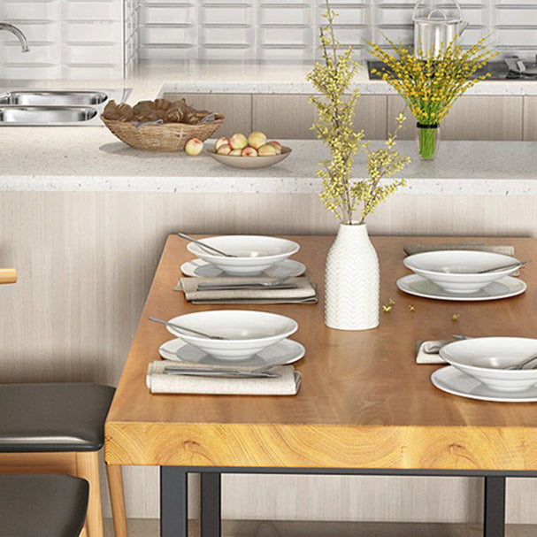 Industrial Rectangle Dining Table Set 1/2/5/6/7 Pieces Natural Solid Wood Dinette Set