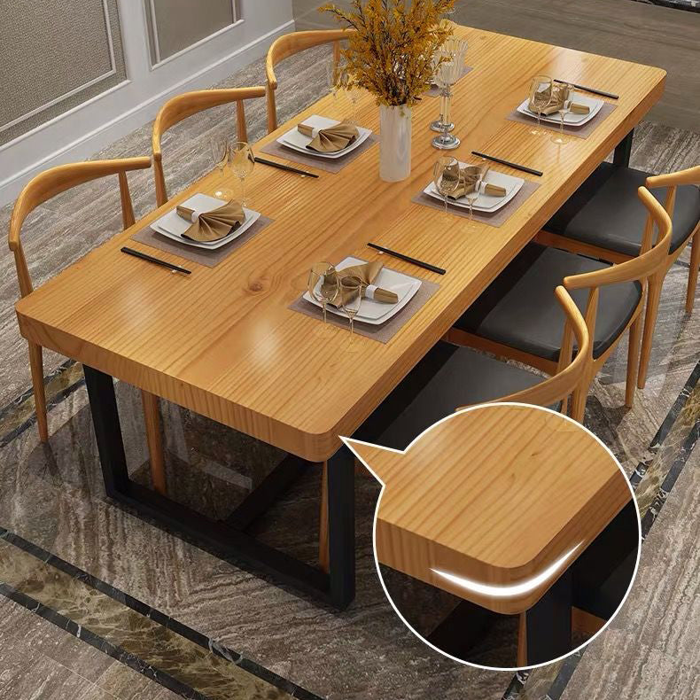 Industrial Rectangle Dining Table Set 1/2/5/6/7 Pieces Natural Solid Wood Dinette Set