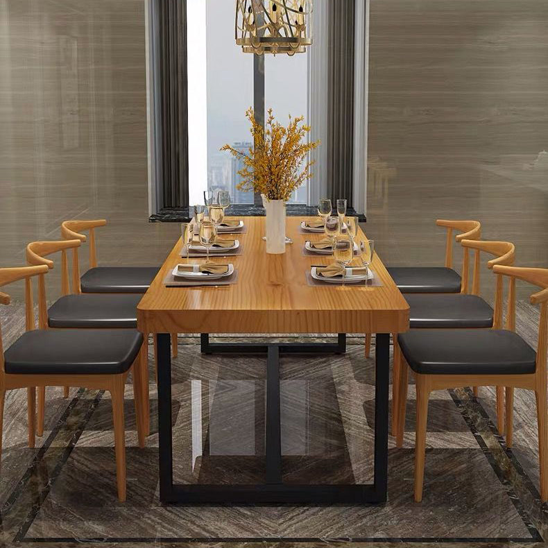 Industrial Rectangle Dining Table Set 1/2/5/6/7 Pieces Natural Solid Wood Dinette Set