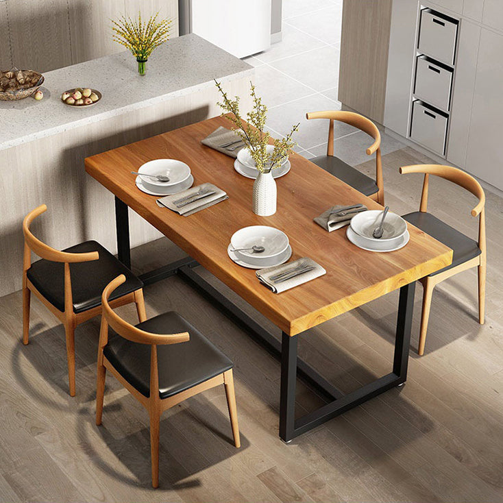 Industrial Rectangle Dining Table Set 1/2/5/6/7 Pieces Natural Solid Wood Dinette Set