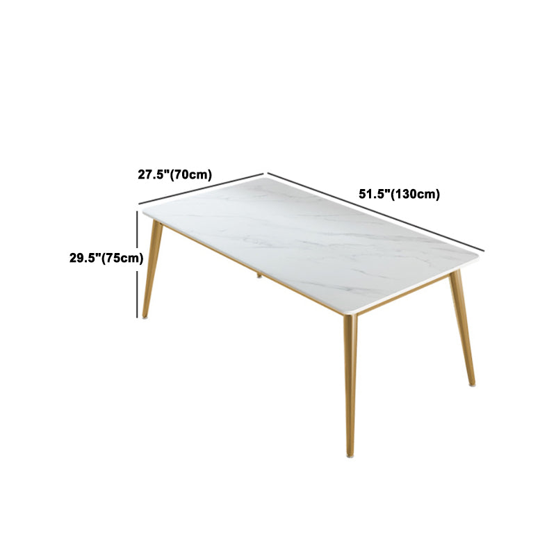 Stone Top Dining Table Set 1/2/5 Pieces Glam Rectangle Dinette Set in White