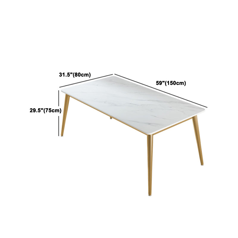 Stone Top Dining Table Set 1/2/5 Pieces Glam Rectangle Dinette Set in White