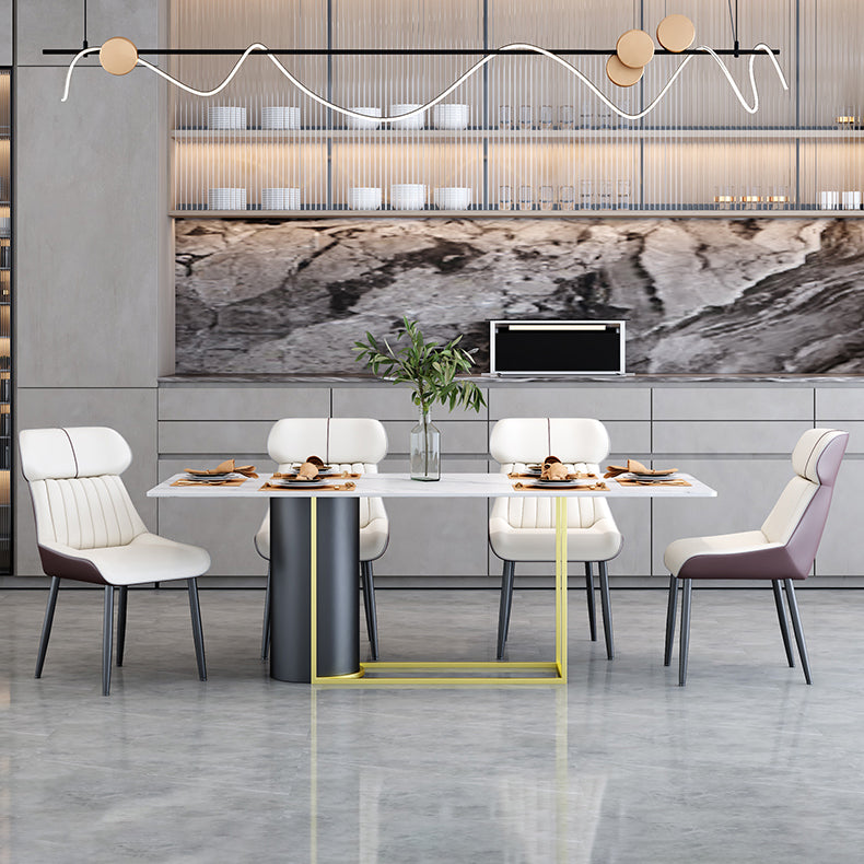 Nordic 1/5 Pieces Dining Set Rectangle Stone Dining Table for Living Room