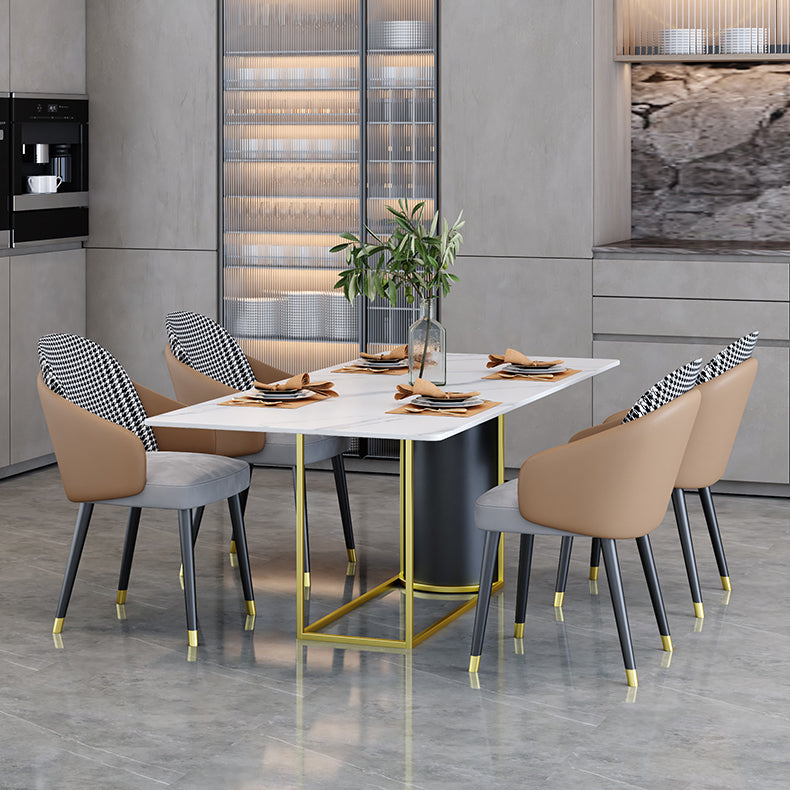 Nordic 1/5 Pieces Dining Set Rectangle Stone Dining Table for Living Room