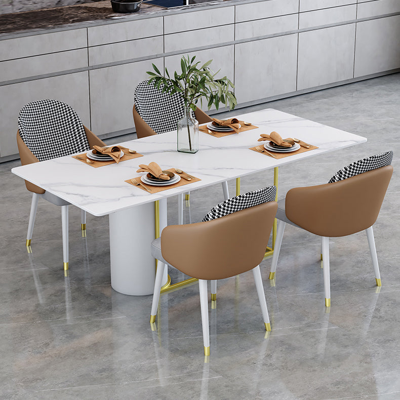 Nordic 1/5 Pieces Dining Set Rectangle Stone Dining Table for Living Room