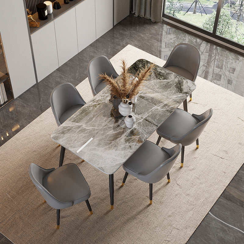 Traditional Luxury Dining Table Rectangle Sintered Stone Table with 4 Legs