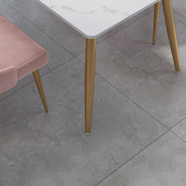 Stone Top Gold Base Dinner Room Kitchen Table Traditional Luxury Rectangle Dining Table