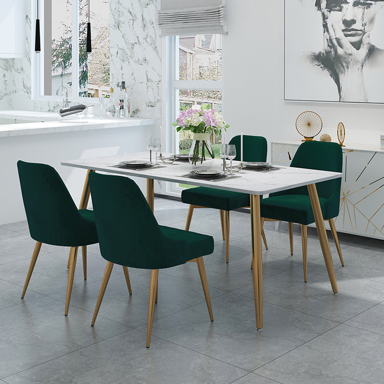 Stone Top Gold Base Dinner Room Kitchen Table Traditional Luxury Rectangle Dining Table