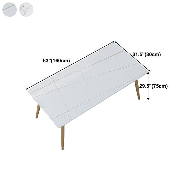 Stone Top Gold Base Dinner Room Kitchen Table Traditional Luxury Rectangle Dining Table